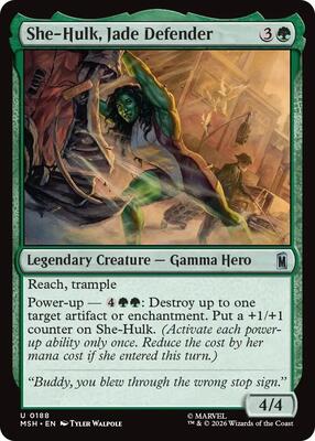 She-Hulk, Jade Defender card from Marvel Super Heroes