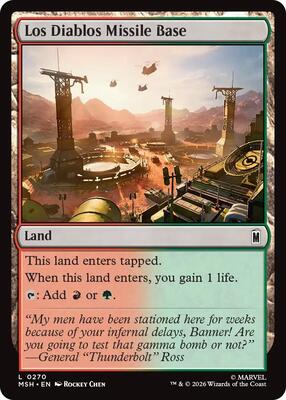 Los Diablos Missile Base card from Marvel Super Heroes