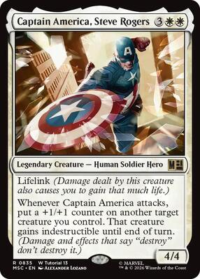 Captain America, Steve Rogers (0835) card from Commander: Marvel Super Heroes