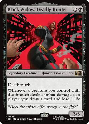 Black Widow, Deadly Hunter card from Commander: Marvel Super Heroes