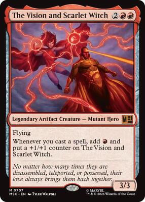 The Vision and Scarlet Witch card from Commander: Marvel Super Heroes