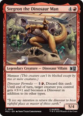 Stegron the Dinosaur Man card from Commander: Marvel Super Heroes