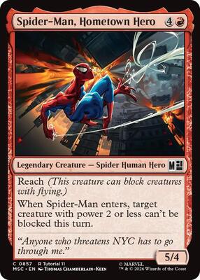 Spider-Man, Hometown Hero (0857) card from Commander: Marvel Super Heroes