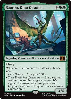 Sauron, Dino Devotee card from Commander: Marvel Super Heroes