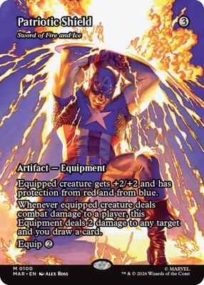 Patriotic Shield - Sword of Fire and Ice (Borderless) card from Marvel Universe Eternal-Legal