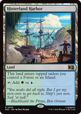 Hinterland Harbor (Surge Foil) card from Commander: Marvel Super Heroes