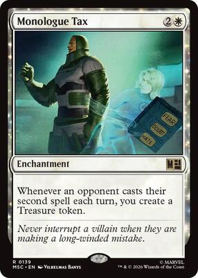Monologue Tax (Surge Foil) card from Commander: Marvel Super Heroes