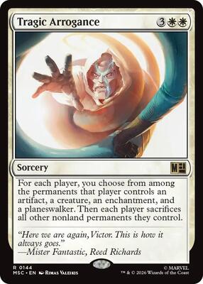 Tragic Arrogance (Surge Foil) card from Commander: Marvel Super Heroes