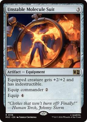 Unstable Molecule Suit (Surge Foil) card from Commander: Marvel Super Heroes
