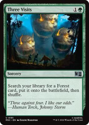Three Visits (Surge Foil) card from Commander: Marvel Super Heroes