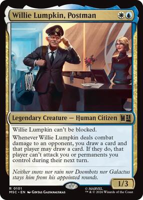 Willie Lumpkin, Postman (Surge Foil) card from Commander: Marvel Super Heroes