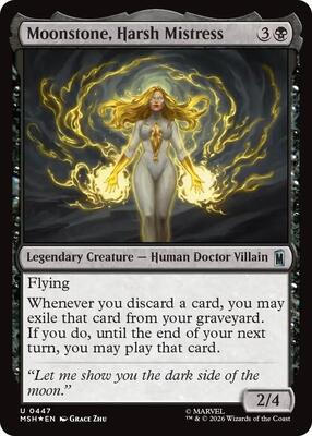 Moonstone, Harsh Mistress (Surge Foil) card from Marvel Super Heroes