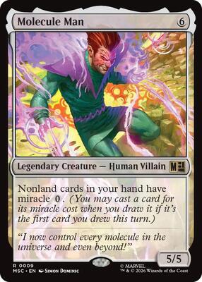 Molecule Man (Surge Foil) card from Commander: Marvel Super Heroes