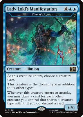 Lady Loki's Manifestation - Titan of Littjara (Surge Foil) card from Commander: Marvel Super Heroes