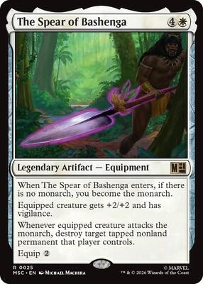 The Spear of Bashenga (Surge Foil) card from Commander: Marvel Super Heroes