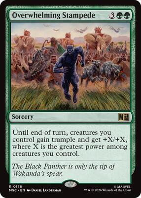 Overwhelming Stampede (Surge Foil) card from Commander: Marvel Super Heroes