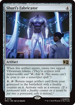 Shuri's Fabricator (Surge Foil) card from Commander: Marvel Super Heroes