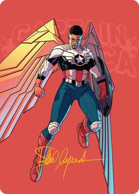Captain America, Wings of Freedom Art Card (22/45) (Gold-Stamped Signature) card from Art Series: Marvel Super Heroes