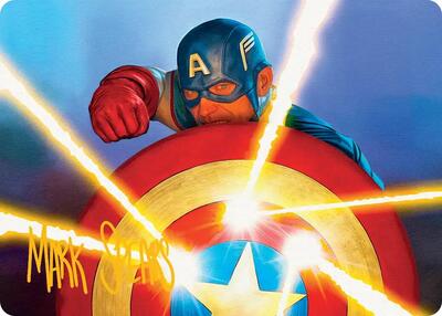 Captain's Defense Art Card (Gold-Stamped Signature) card from Art Series: Marvel Super Heroes