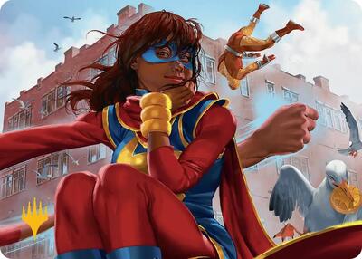 Ms. Marvel, Kamala Khan Art Card (Gold-Stamped Planeswalker Symbol) card from Art Series: Marvel Super Heroes