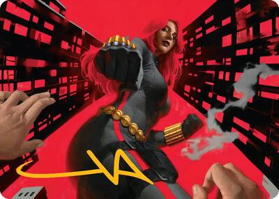Black Widow, Deadly Hunter Art Card (Gold-Stamped Signature) card from Art Series: Marvel Super Heroes