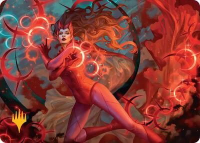 Scarlet Witch, Chaotic Avenger Art Card (Gold-Stamped Planeswalker Symbol) card from Art Series: Marvel Super Heroes