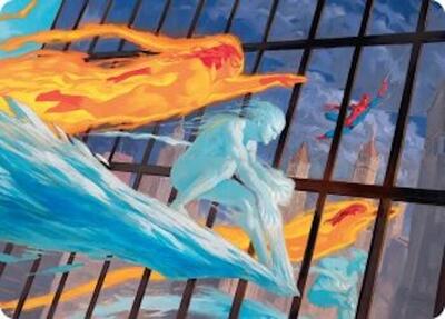 Iceman and Firestar Art Card card from Art Series: Marvel Super Heroes