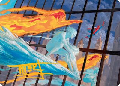 Iceman and Firestar Art Card (Gold-Stamped Signature) card from Art Series: Marvel Super Heroes