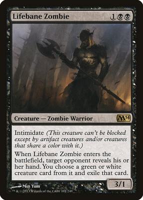 Lifebane Zombie card from Magic 2014 (M14)