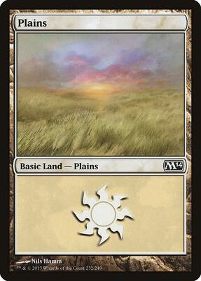 Plains (232) card from Magic 2014 (M14)