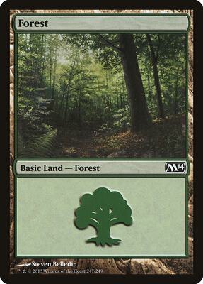 Forest (247) card from Magic 2014 (M14)