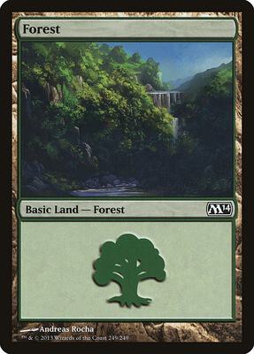 Forest (249) card from Magic 2014 (M14)