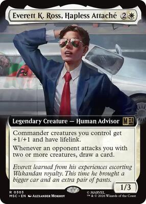 Everett K. Ross, Hapless Attache (Extended Art) card from Commander: Marvel Super Heroes