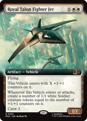 Royal Talon Fighter Jet (Extended Art) card from Commander: Marvel Super Heroes