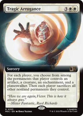 Tragic Arrogance (Extended Art) card from Commander: Marvel Super Heroes