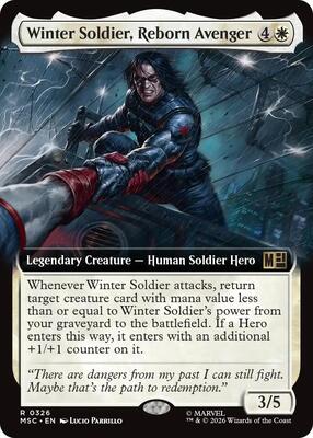 Winter Soldier, Reborn Avenger (Extended Art) card from Commander: Marvel Super Heroes