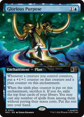 Glorious Purpose (Extended Art) card from Commander: Marvel Super Heroes