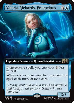 Valeria Richards, Precocious (Extended Art) card from Commander: Marvel Super Heroes
