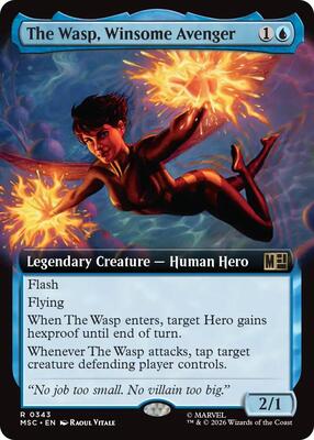 The Wasp, Winsome Avenger (Extended Art) card from Commander: Marvel Super Heroes