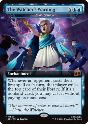 The Watcher's Warning - Mind's Dilation (Extended Art) card from Commander: Marvel Super Heroes
