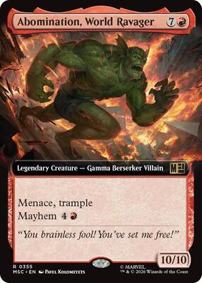 Abomination, World Ravager (Extended Art) card from Commander: Marvel Super Heroes