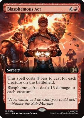 Blasphemous Act (Extended Art) card from Commander: Marvel Super Heroes