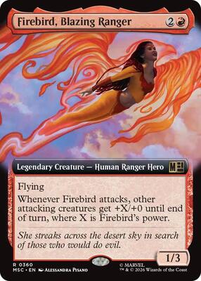 Firebird, Blazing Ranger (Extended Art) card from Commander: Marvel Super Heroes