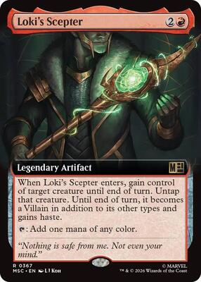 Loki's Scepter (Extended Art) card from Commander: Marvel Super Heroes