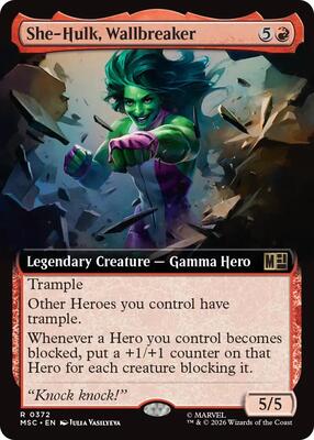 She-Hulk, Wallbreaker (Extended Art) card from Commander: Marvel Super Heroes