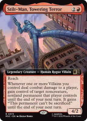 Stilt-Man, Towering Terror (Extended Art) card from Commander: Marvel Super Heroes