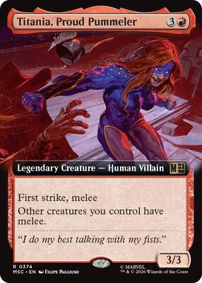 Titania, Proud Pummeler (Extended Art) card from Commander: Marvel Super Heroes