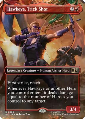 Hawkeye, Trick Shot (Borderless) card from Commander: Marvel Super Heroes