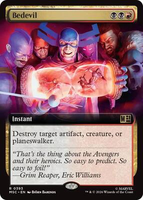 Bedevil (Extended Art) card from Commander: Marvel Super Heroes