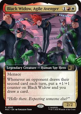 Black Widow, Agile Avenger (Extended Art) card from Commander: Marvel Super Heroes